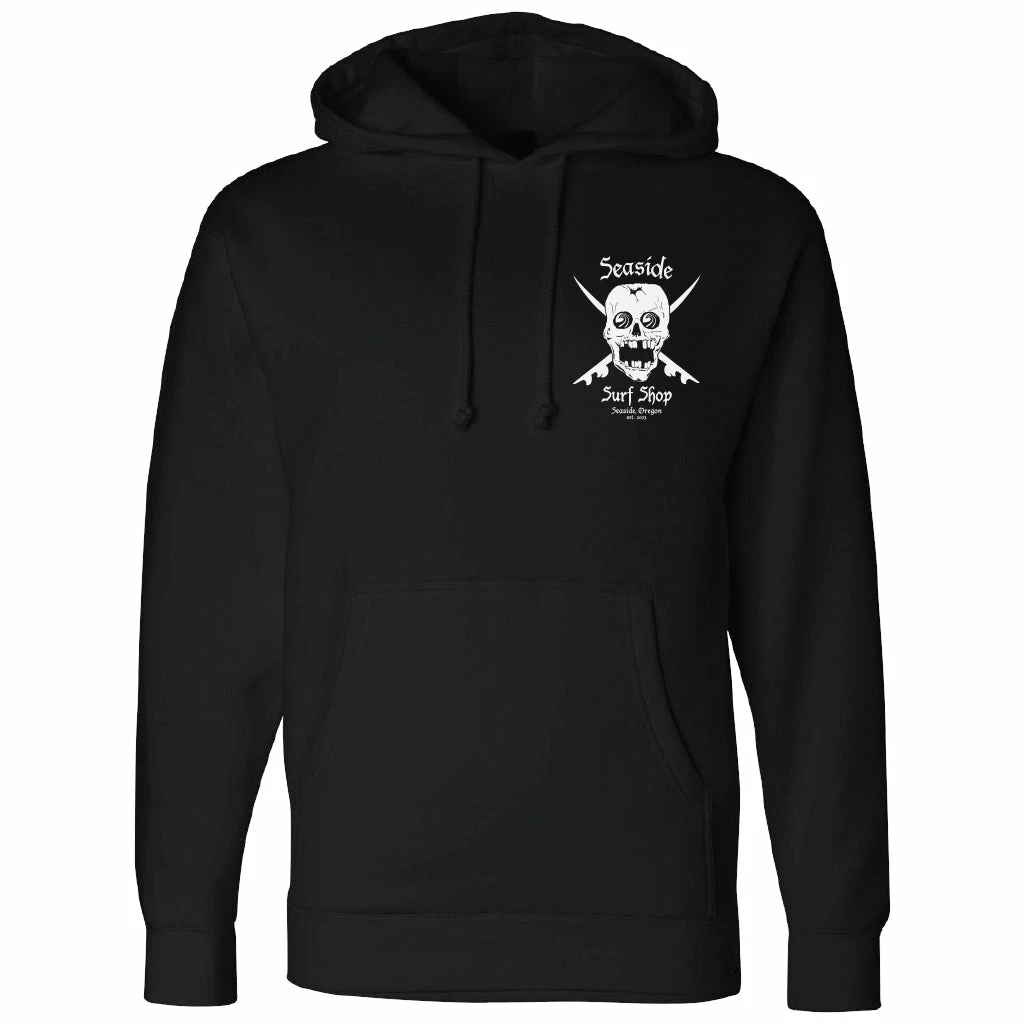 Seaside Surf Shop Mens Skull Hooded Sweatshirt - Black 4 Seaside Surf Shop Mens Skull Hooded Sweatshirt - Black - Image 2