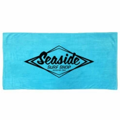 Seaside Surf Shop Vintage Logo Beach Towel - Turquoise