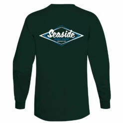Seaside Surf Shop Mens Vintage Logo Long Sleeve Tee - Deep Forest