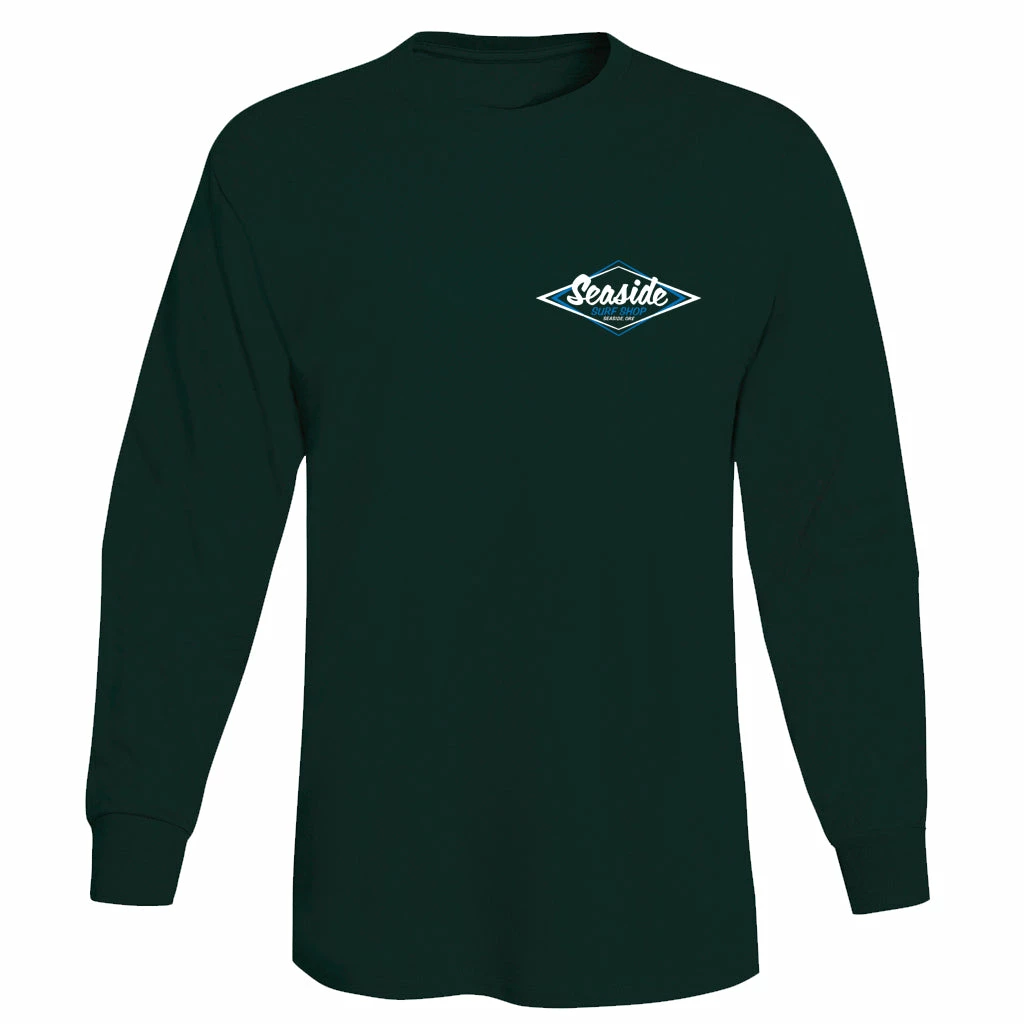 Seaside Surf Shop Mens Vintage Logo Long Sleeve Tee - Deep Forest 4 Seaside Surf Shop Mens Vintage Logo Long Sleeve Tee - Deep Forest - Image 2