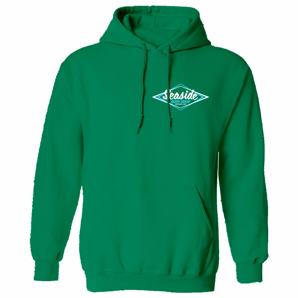 Seaside Surf Shop Youth Vintage Logo Pullover Hoody - Kelly Green 4 Seaside Surf Shop Youth Vintage Logo Pullover Hoody - Kelly Green - Image 2